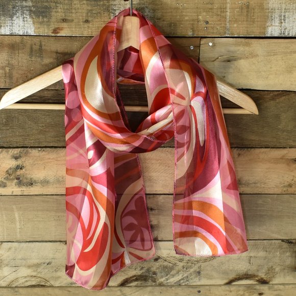 Accessories - Pink and Cream Geometric Scarf/Wrap